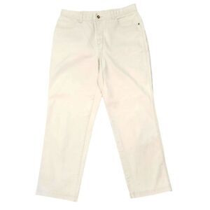 Woolrich Women's Chinos Pants Khaki Straight Leg High‎ Rise Cotton Stretch 12 L